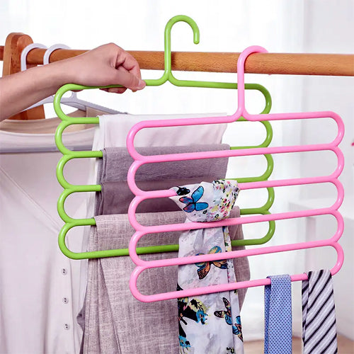 Multifunctional Double Layer Storage Hanger, Plastic Clothes